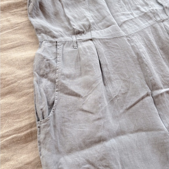 Black Crane Linen Jumpsuit/Overalls - Picture 4 of 13